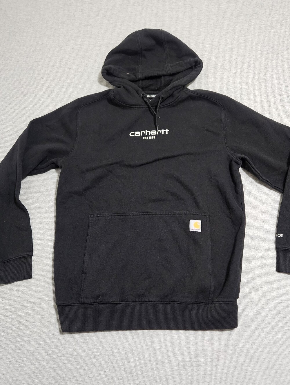 Carhartt Black Pullover Hoodie with Logo Patch Relaxed Fit Size Medium